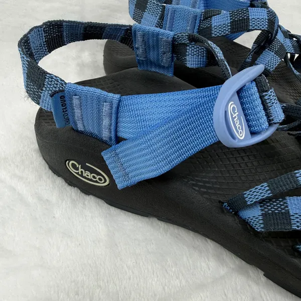 Chaco Z Cloud 2 Womens 7 Blue‎ Checkered Strappy Toe Loop Hiking Sandals J106820 - Image 4