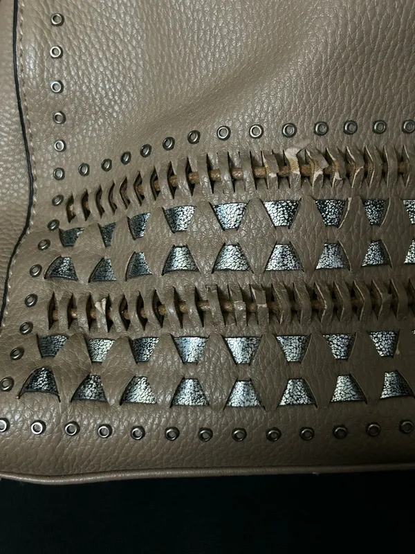 Mona B. Women's Taupe Studded Satchel Shoulder Bag Purse - Image 10