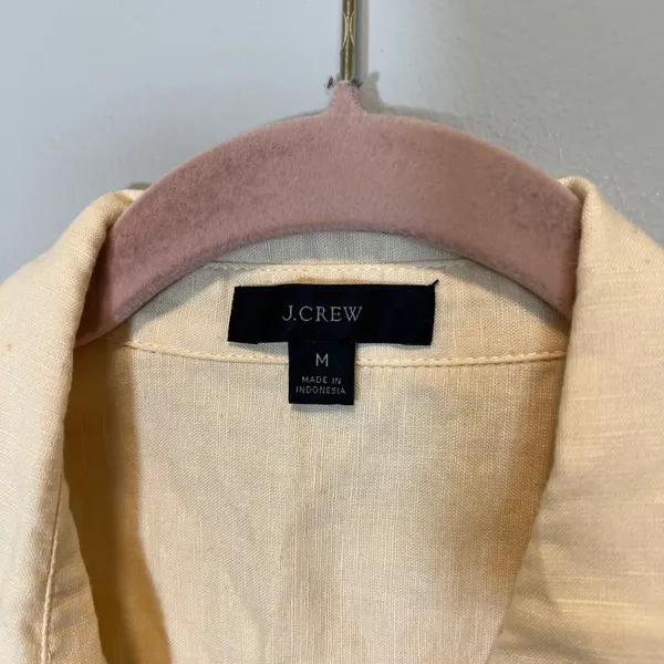 J. Crew Linen Cotton Blend Button Down Beach Shirt Dress Pale Yellow Women's M - Image 5