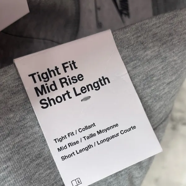 Nike Tight fit mid rise short length biker shorts small grey white NWT New - Image 4