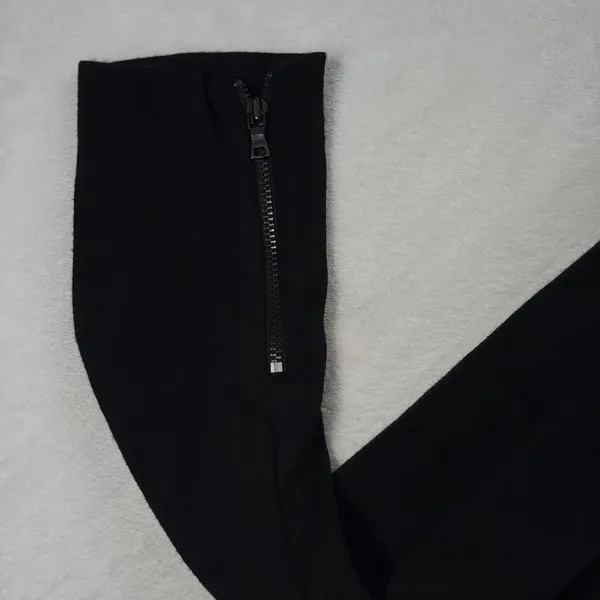 Alice + Olivia‎ Black Lamb Leather wool Combo Drape Front Jacket Blazer XS READ - Image 7