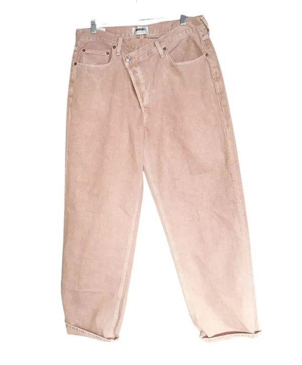 NWOT AGOLDE X FREE PEOPLE Pink Salt Criss-Cross Upsized Jeans - Image 6