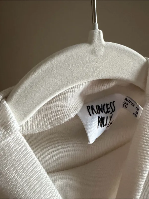 Princess Polly Cropped Long-Sleeve Mock Neck Top - White - Image 2