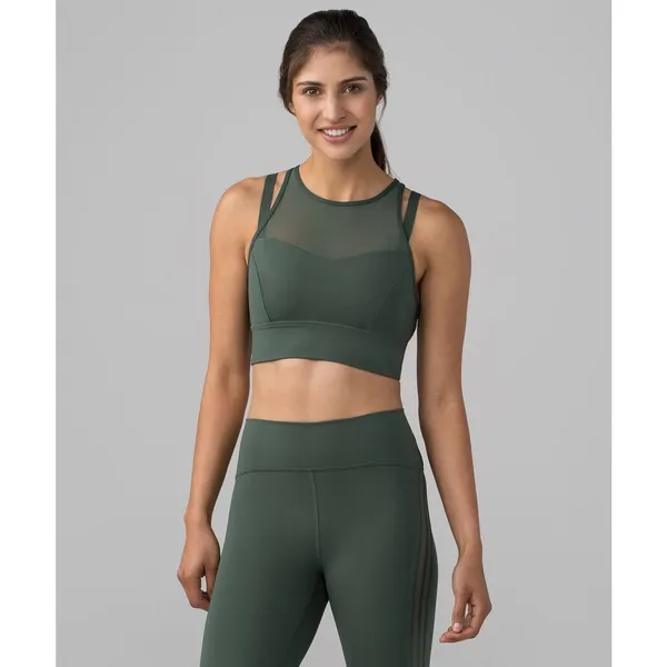Lululemon Sun Setter Bra Size 6 Dark Forest Green Sports Bra Mesh Workout W2AK1S - Image 8