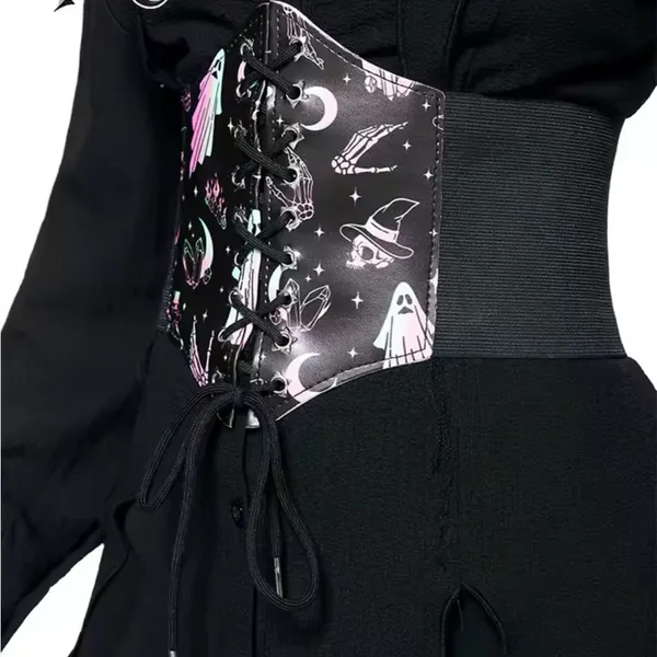 Black Corset with Ghost and Witch Print - Image 4