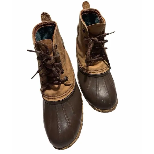 LL BEAN Women's Brown Leather Uninsulated Duck Bean Boots Sz 7 Rain Snow Winter - Image 6