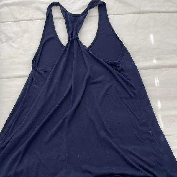 Champion Women’s Navy Blue Racerback Tank Top w/ Yellow UCI Alumni Logo - Size L - Image 4