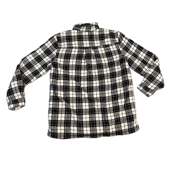 L.L Bean Women's Fleece Lined Shacket Medium Plaid Jacket Black Ivory Red - Image 3