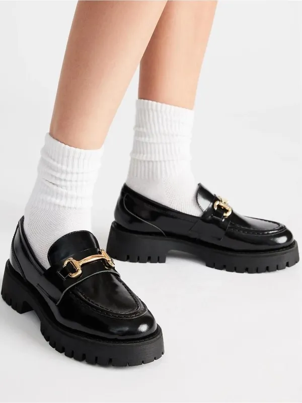 Steve Madden women black leather platform loafer Approach shoes US 10 - Image 5