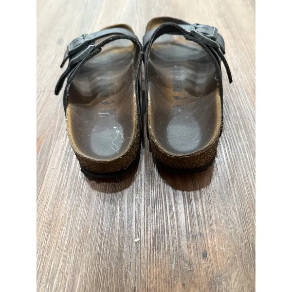 Birkenstock Arizona Black Leather‎ Two Strap Comfort Sandals Women's Size 38 - Image 5