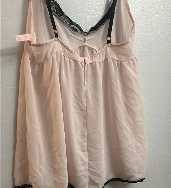 Victorias Secret Chic Pink Lace Trim Lingerie babydoll Y2K - Image 6