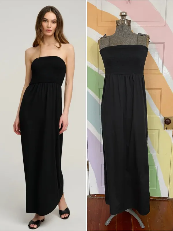 Favorite Daughter Apartment Dress Strapless Smocked Side Slit Maxi Sz XS 🧡🎀 - Image 2