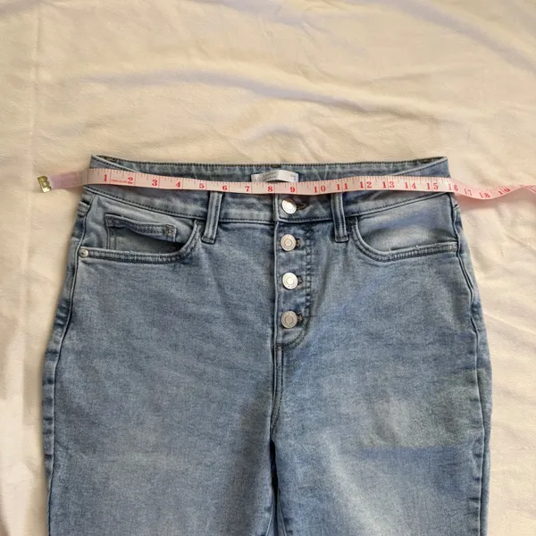 LC Lauren Conrad Light‎ Wash High Rise Skinny Jeans Button Fly Size 12 Womens - Image 9