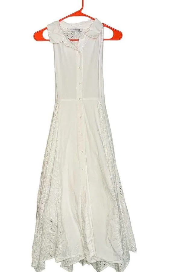 Marissa Webb White Cotton Poplin Sleeveless Button Front Collared Dress Size 6 - Image 6
