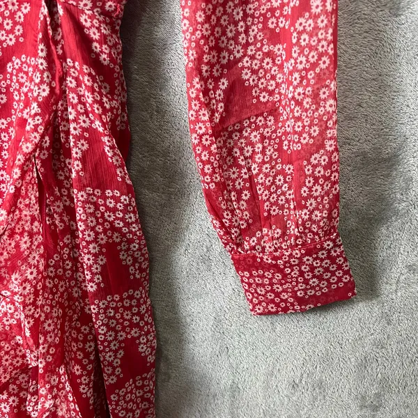 Justin Ladies Red Floral Skull Wrap Maxi Dress Longhorn Skull Western Cowgirl SM - Image 6