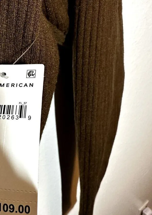 Good American Bodysuit Rib Plunge V-Neck Dolman Sleeve Thong Butt Brown 1 S NWT - Image 4