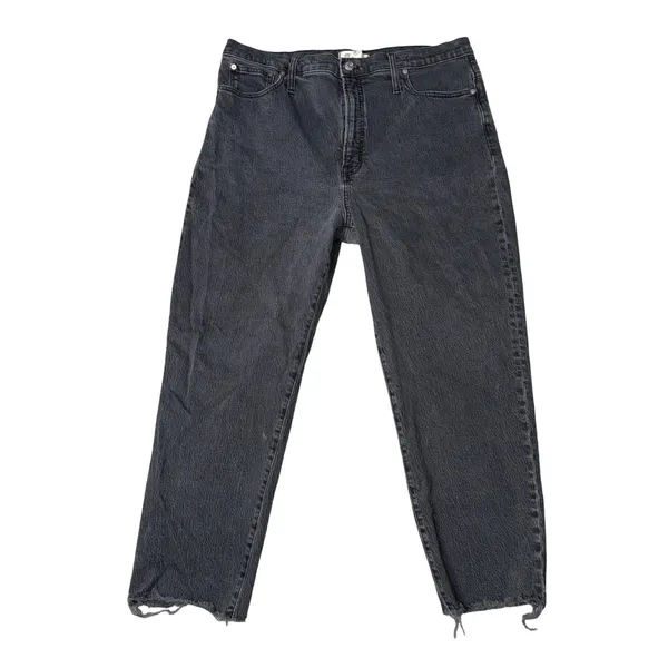 Madewell The Perfect Vintage Straight Jean Charcoal Wash Raw Hem Size 33‎ - Image 3