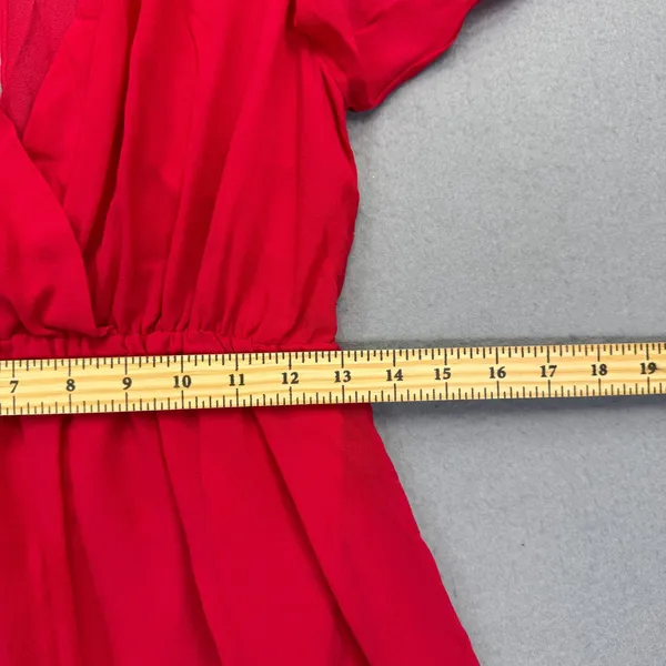 Alice + Olivia Red 100% Silk Bell Sleeve V-Neck Mini Dress C305530600 - Image 4