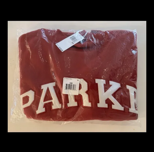 Parke Crimson Varsity Mockneck Fleece Sweatshirt Pullover NWT Sold Out Oversized Red - Image 3