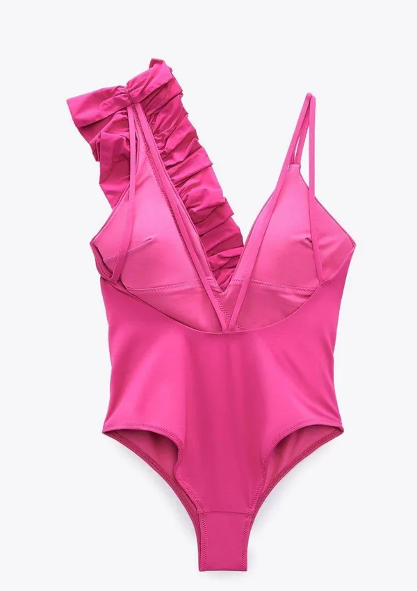 ZARA Pink Ruffle One piece Swimsuit - Image 5