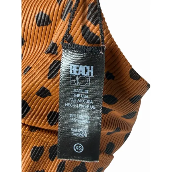 Beach Riot Twist Front Spotted Sports Bra Brown Black Ribbed Animal Print XS - Image 8