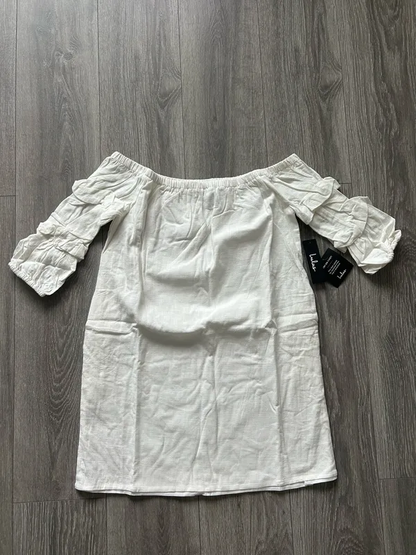 New Lulus By the Pier White Off-the-Shoulder Mini Dress MSRP $49 - Image 6