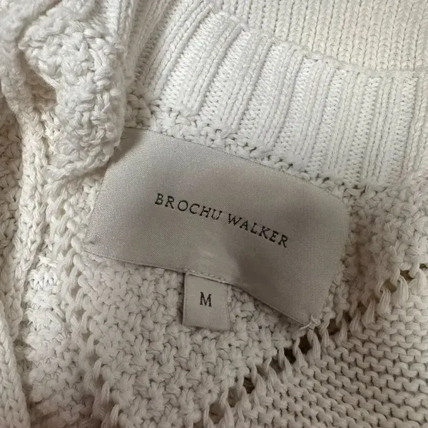Brochu Walker Decker V-Neck Cotton-Blend Sweater White M - Image 5