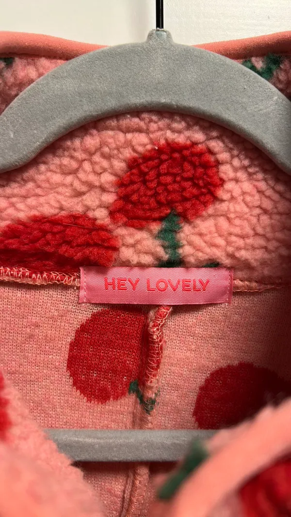 Cherry Fleece Zip Up Pink Size L - Image 2