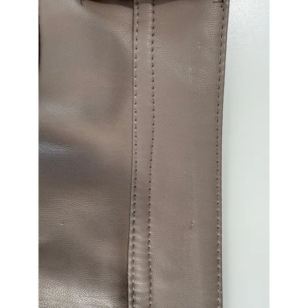 Kensie Jeans Taupe Beige Vegan Leather Mini‎ Skirt High Waist NWT 14 32 - Image 11