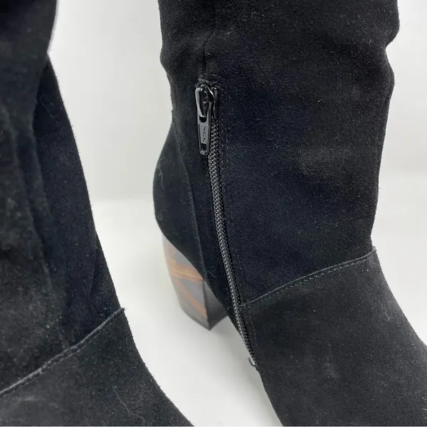 LAmour Des Pieds Pamby Black Suede Ruched Western inlaid Heel Boots womens 6 - Image 7
