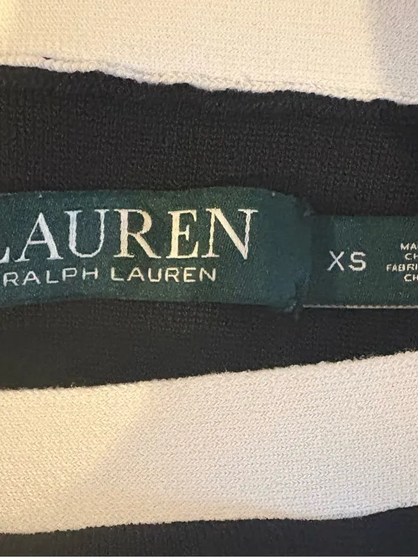 Lauren Ralph Lauren XS Black White Colorblock Belted Sheath Dress Stretch Knit - Image 8