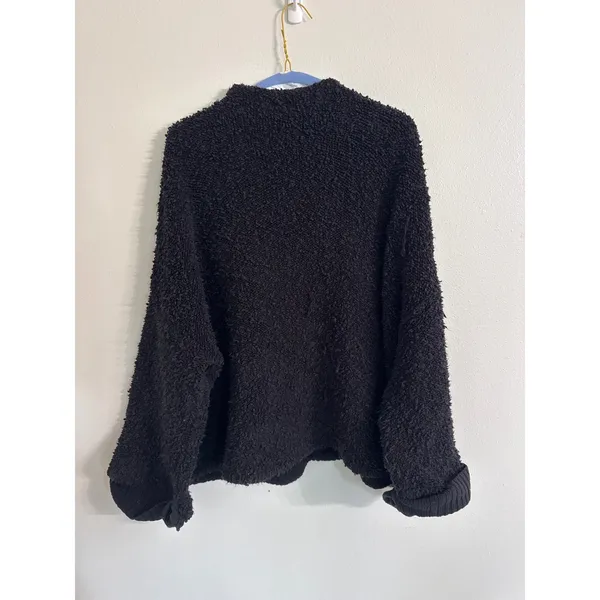 Free‎ People "Cuddle Up" pullover Black Mock Neck Oversized Sweater Soze Small - Image 2