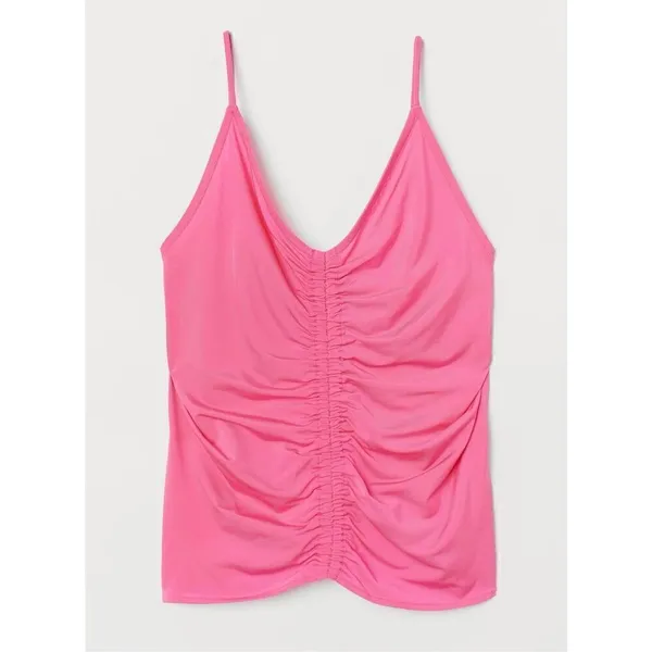 H&M Women Top XS Hot Pink Viscose Blend Sleeveless Draped Camisole Fit Tank - Image 3