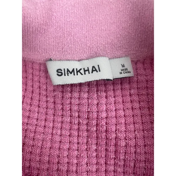 Jonathan Simkhai Whitten Pink Ribbed Knit Cropped Polo Top Size M - Image 8