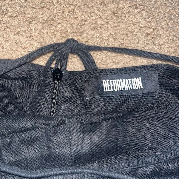 Reformation Oregano Jumpsuit Lace‎ Up Back Linen Black 2 - Image 7