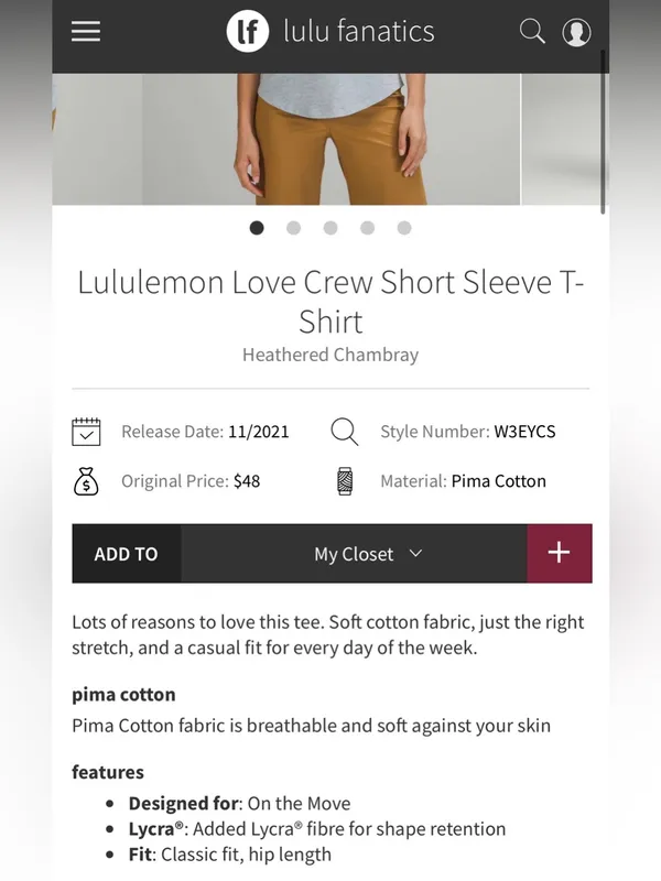 Lululemon Love Crew Short Sleeve T-Shirt Heathered Chambray - Image 6