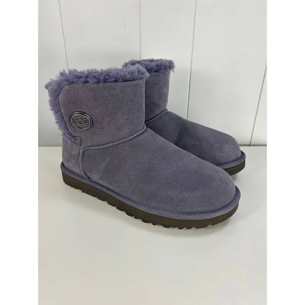 UGG MINI BAILEY SNAPS Graystone SHEEPSKIN WOMEN'S BOOTS. Women's Size 9. NEW - Image 2