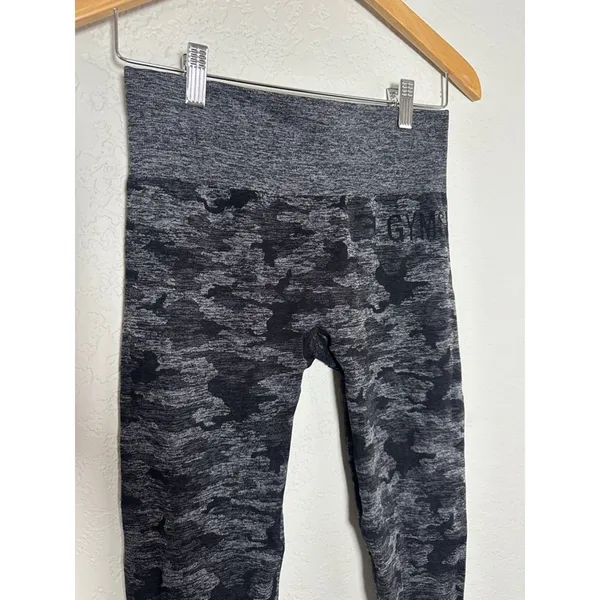 Gymshark Adapt Camo Seamless Leggings Black Grey High Waist Athletic Workout - Image 5