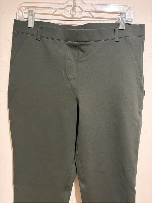 Quince Ultra-Stretch Ponte Straight Leg Pants Olive Green Size Large - Image 9
