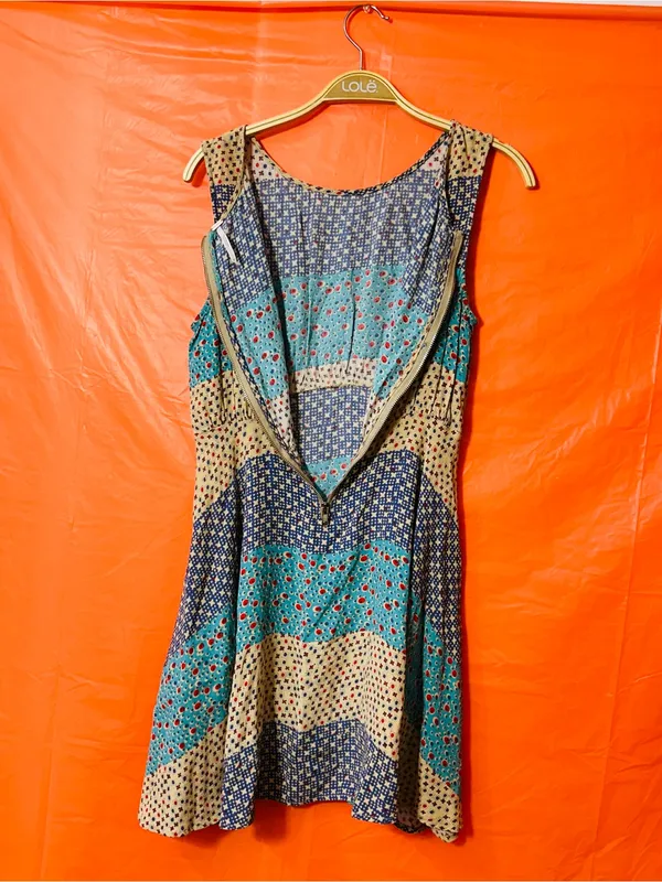 Free People Sleeveless Patchwork Floral Sundress in Navy, Teal & Tan - Image 11