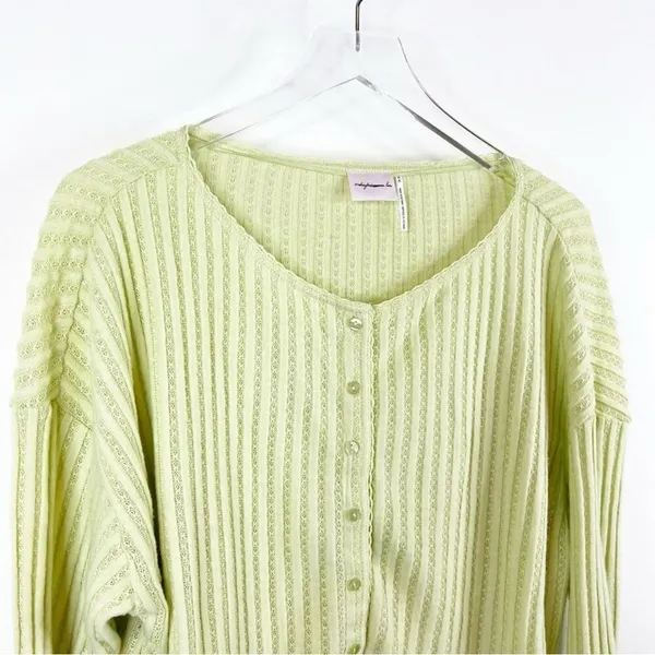 Urban Outfitters Out From Under Button Front Long Sleeve Top Women's M Green Y2K - Image 4