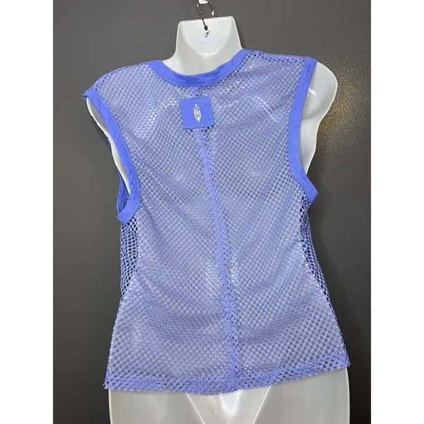 Free People Mesh Tank Top Womens Small Purple Sleeveless Sheer Fishnet Festival - Image 5