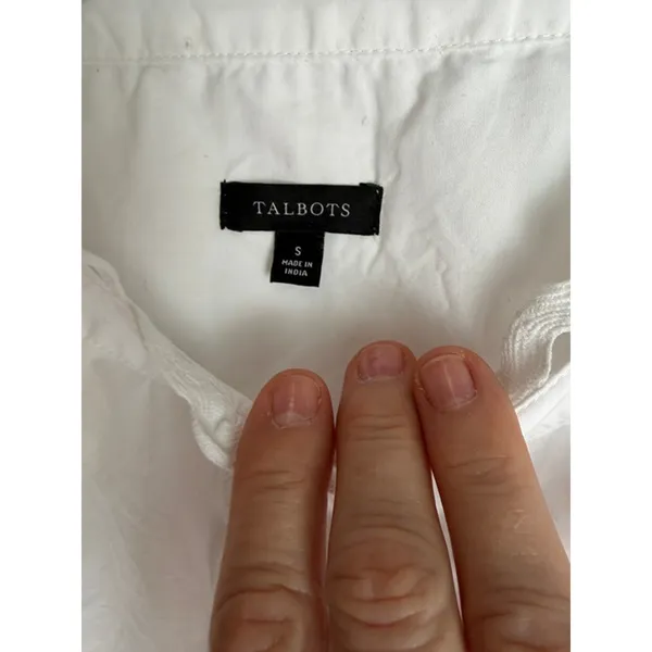 Talbots White Cotton Poplin Eyelet Blouse | Size Small - Image 5