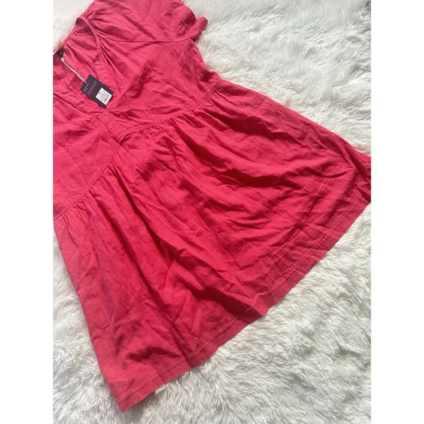 NWT Universal Thread Linen Blend Babydoll Top XL Pink Short Sleeve V-Neck - Image 3