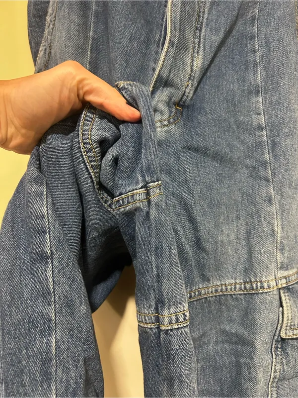 We The Free All Star Pull on Low Slung Cargo Barrel Leg Jeans Size Large - Image 6