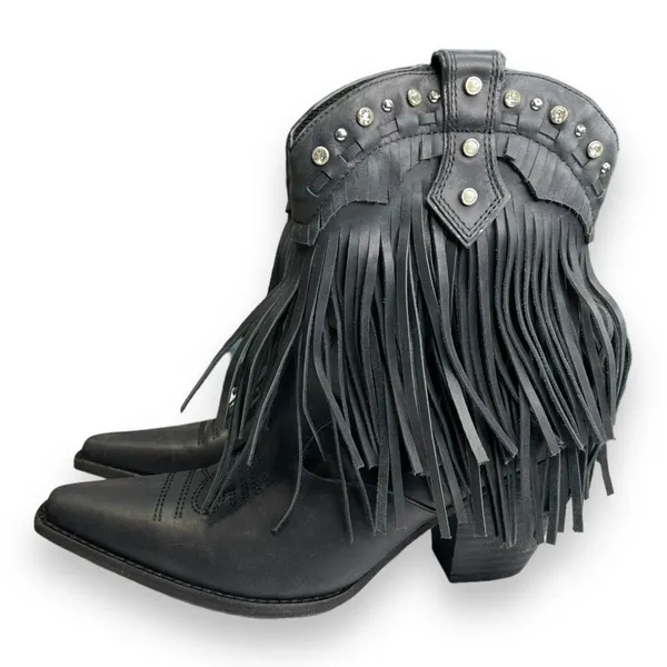 Zigi Finlandia Fringe Western Boot Black Size 7 Women's‎ New - Image 2