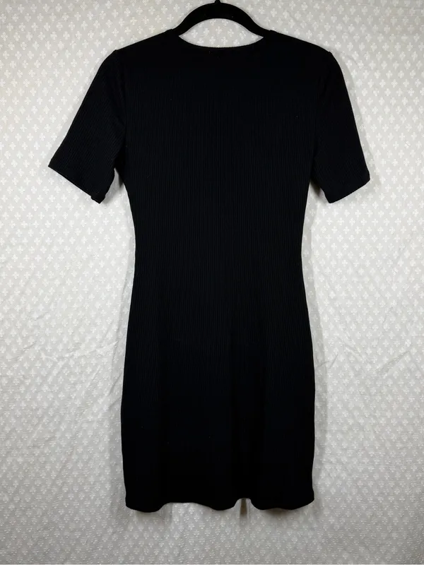Reformation Black‎ Ribbed Short Sleeve Dress - Image 5