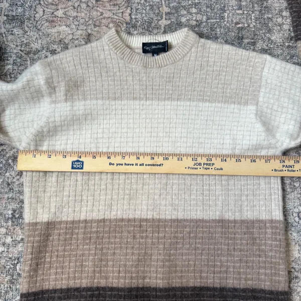 Enzo Mantovani Italy 100% Cashmere Sweater Womens M Brown Neutral Colorblock - Image 6