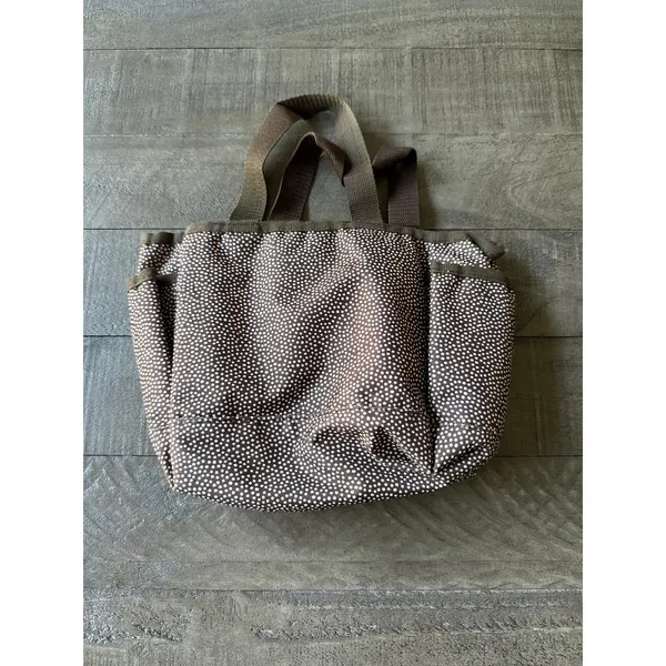 Thirty-One Mini Organizer Tote‎ 5-pocket organizer Brown White Polka Dot - Image 4