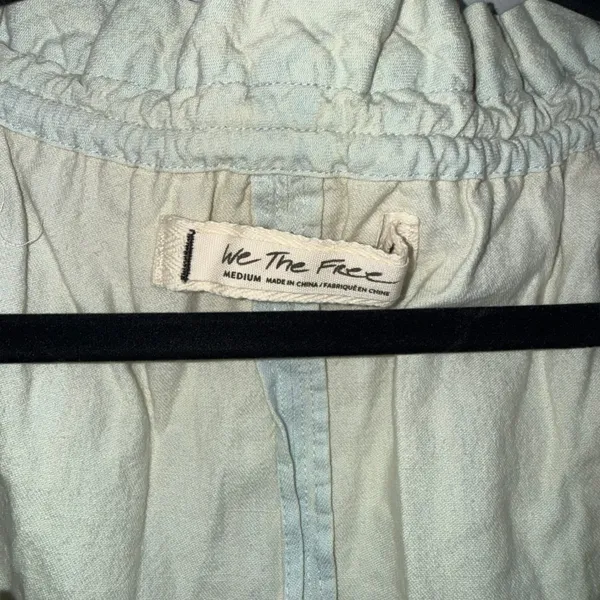 Free People We The Free Blouse Womens M Light Blue Excellent Boho Ruffle Top - Image 5
